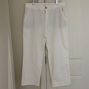 LOFT White Cotton Ankle Chino Pants, High Rise Straight Leg 26” Inseam, Size 10